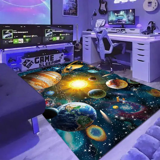 3D Cosmic Planets Rug for Home and Bedroom Decor